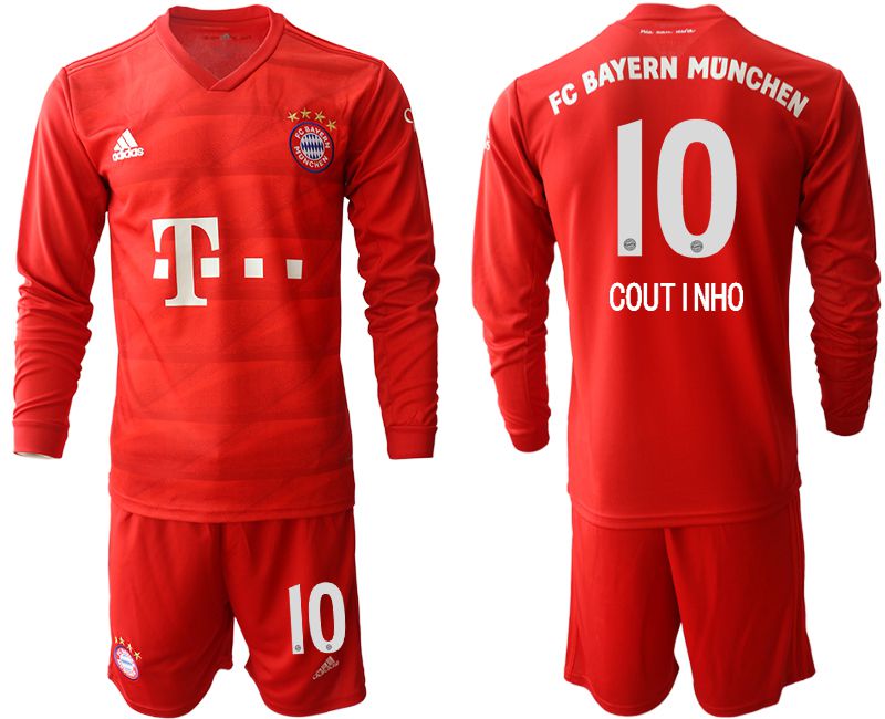 Men 2019-2020 club Bayern Munich home long sleeves #10 red Soccer Jerseys